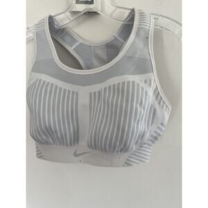 Nike Womens M Sports Bra Dri Fit White Racer Back Sports Activewear